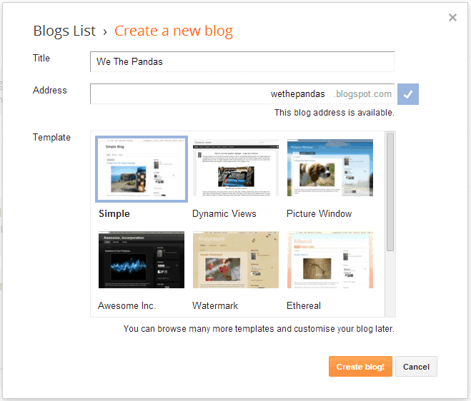 Create A Blogger Blog