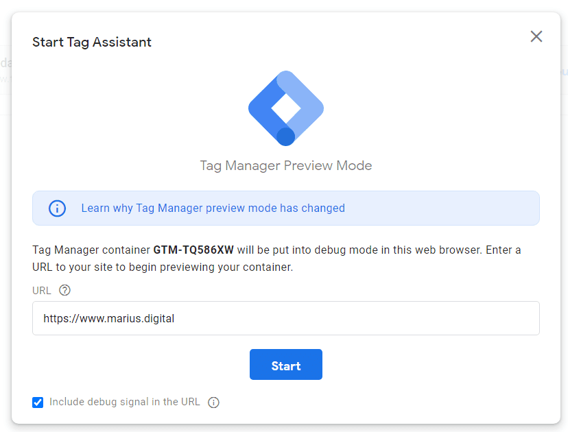 Enable the Tag Assistant Preview Mode on your website